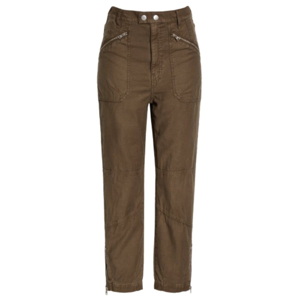 Frame Moto Zip Crop Pants in Washed Army | Size 24